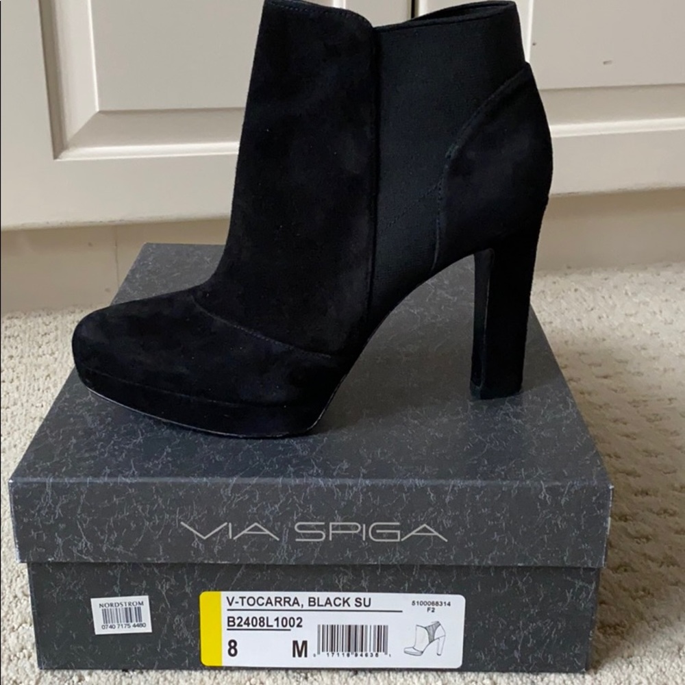 Via Spiga Black Suede Bootie